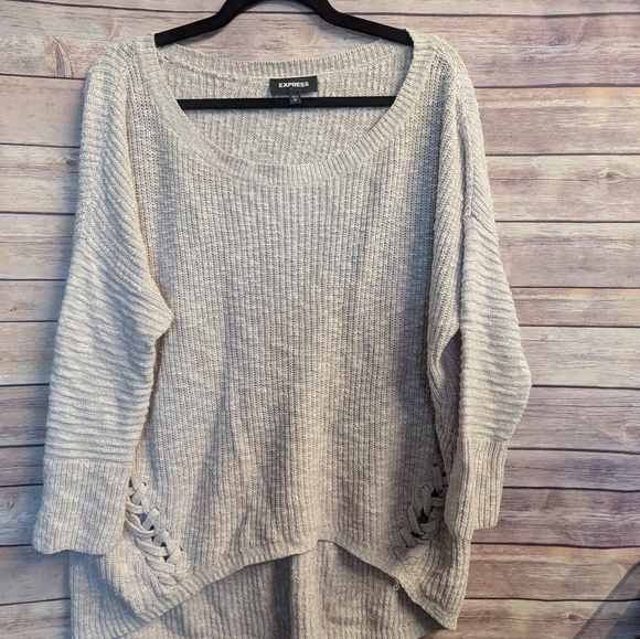 100% Cotton Express Braid Accent 3/4 Sleeve Sweater. OS Medium - Picture 3 of 8